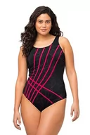 Stroje kąpielowe - Ulla Popken Damski kostium kąpielowy, bez miękkich miseczek, w paski, czarny, 62 Große Größen - miniaturka - grafika 1