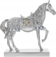 Figurki dekoracyjne - FIGURKA KONIA srebrna koń rzeźba dekoracja elegancka glamour - miniaturka - grafika 1