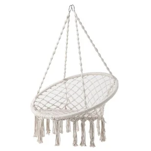 Fotel wiszący sznurowany Bocianie Gniazdo 50 / 70 x 123 cm ecru PATIO - Fotele ogrodowe wiszące - miniaturka - grafika 1