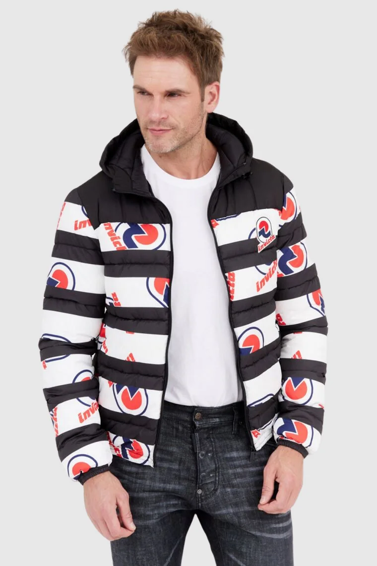 INVICTA Puchowa kurtka męska w pasy i logo XL
