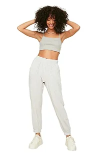 Trendyol Damskie spodnie dresowe plus size z wysokim stanem luźne joggery, Szary, XS Duże rozmiary - Spodnie damskie - miniaturka - grafika 1