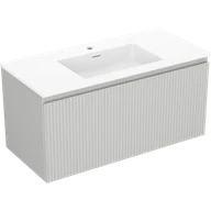 Szafki łazienkowe - Mexen Rivel szafka łazienkowa 100 cm z umywalką Otis, 1 szuflada, ryflowana , szara mat/biała mat - 91A20-10047-1-BF62-W18M01 - miniaturka - grafika 1