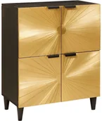 Szafki nocne - vidaXL Szafka boczna z drzwiami Czarny i złoto 60 x 33.5 x 75 cm - miniaturka - grafika 1