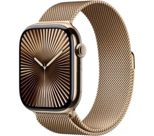 Apple Watch 10 GPS + Cellular 46mm z tytanu złotym bransoletą mediolańską S/M - Smartwatch - miniaturka - grafika 1