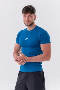 NEBBIA Koszulka męska Slim-fit Blue M - Koszulki sportowe męskie - miniaturka - grafika 1