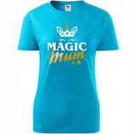 Koszulki i topy damskie - Damska Koszulka na Dzień Mamy Magic mum unicorn Prezent dla Mamy Urodziny turkusowy XXL - miniaturka - grafika 1