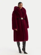 Płaszcze damskie - YES LONDON Futro ECO/035 Bordowy Regular Fit - miniaturka - grafika 1