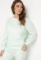 Bluzy damskie - Miętowa Klasyczna Bluza Wkładana przez Głowę Fosemia - miniaturka - grafika 1