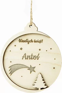 Zawieszka drewniana z imieniem - 10 x 11 cm - 1 szt. - Ozdoby bożonarodzeniowe - miniaturka - grafika 1