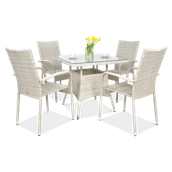 Meble ogrodowe - Zestaw ogrodowy technorattan FIESTA/LUGO 4+1 White - miniaturka - grafika 1