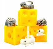 Zabawki sensoryczne - ROZCIĄGLIWY SEREK z MYSZKAMI GNIOTEK ANTYSTRESOWY SQUISHY dwie myszki - miniaturka - grafika 1