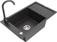 Zlewozmywaki z baterią - Mexen Elias zlewozmywak granitowy 1-komorowy z ociekaczem i baterią kuchenną Telma, czarny nakrapiany - 6511-76-670200-76 - miniaturka - grafika 1