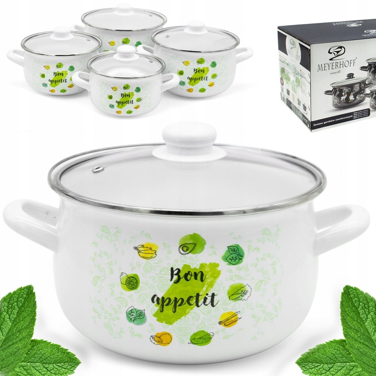 Komplet ZESTAW GARNKÓW emaliowanych 8EL kpl tradycyjne GARNEK EMALIA Garnki