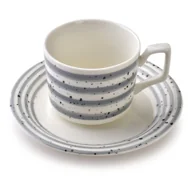 Filiżanki - JOY Komplet 6 filiżanek ze spodkiemszare - miniaturka - grafika 1