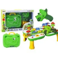 Zabawki interaktywne dla dzieci - Stolik-walizka DIY układanka Dinozaur z wkrętarką Leantoys - miniaturka - grafika 1