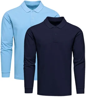 2-pak polo longsleeve premium niebieska i granatowa Recea - Koszulki męskie - miniaturka - grafika 1