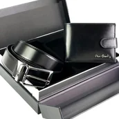 Paski - Pierre Cardin zestaw skórzany męski portfel i pasek do spodni na prezent - miniaturka - grafika 1