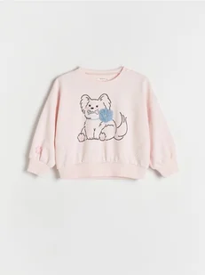 Reserved - Bawełniana bluza z nadrukiem - pastelowy róż - Bluzy dla dziewczynek - miniaturka - grafika 1