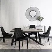 Krzesła - Zestaw 4x Krzesło Tapicerowane do Salonu CORK Czarne Welurowe Nowoczesne Loft - miniaturka - grafika 1