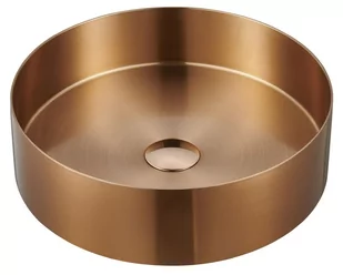Sapho Aurum Umywalka nablatowa 38 cm stalowa z korkiem powłoka PVD miedź AU301 - Umywalki - miniaturka - grafika 1