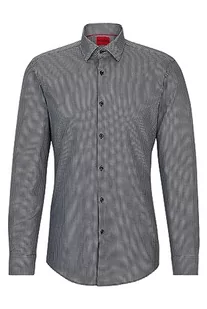 HUGO Kenno koszula męska z nadrukiem Slim-Fit z bawełnianego płótna, czarny (Black1), 38 - Koszule męskie - miniaturka - grafika 1