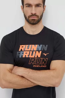 Koszulki męskie - Mizuno t-shirt do biegania Core Run kolor czarny z nadrukiem J2GAB008 - grafika 1