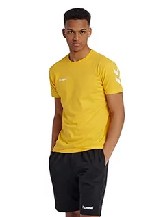 Koszulki męskie - Hummel Męski t-shirt Hmlgo bawełniany S/S - T-shirt dla mężczyzn Sportowy żółty L 203566 - grafika 1