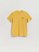 Koszulki męskie - Reserved - T-shirt comfort z nadrukiem - żółty - miniaturka - grafika 1