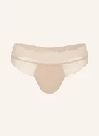 Majtki damskie - Calvin Klein Stringi Perfectly Fit Lace beige - miniaturka - grafika 1
