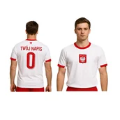 Koszulki męskie - POLSKA Koszulka Męska Piłkarska TWÓJ NAPIS LEWANDOWSKI wzór 2025 - miniaturka - grafika 1