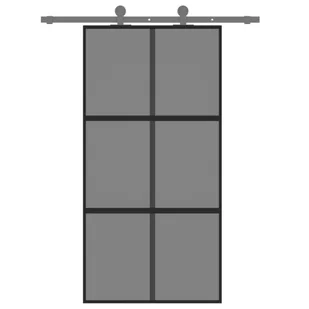 Drzwi przesuwne, czarne, 102,5x205cm, szkło hartowane aluminium 8721012120495 - Drzwi wewnętrzne - miniaturka - grafika 4