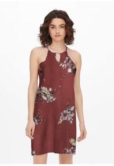 Only Sukienka Damska Bordowa Na Co Dzień W Kwiaty 32 Jml