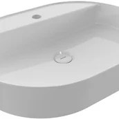 Umywalki - BOCCHI SOTTILE SLIM LINE Umywalka nablatowa owalna 60x45cm z otworem na baterię Biała - miniaturka - grafika 1