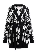 Swetry damskie - IZIA Otwarty dzianinowy kardigan damski 19025436 czarno-biały, XL/XXL czarno-biały, czarny biały, XL-XXL - miniaturka - grafika 1