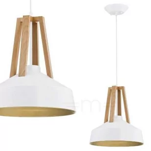 KET LAMPA wisząca KET181 skandynawska OPRAWA metalowy ZWIS ekologiczny drewno biały - Lampy sufitowe - miniaturka - grafika 1