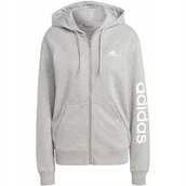 Bluzy damskie - Bluza damska adidas Essentials Linear Full-Zip French Terry Hoodie szara IC - miniaturka - grafika 1