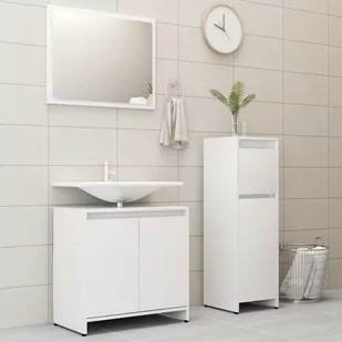 vidaXL vidaXL 3-częściowy zestaw mebli łazienkowych, biały, płyta wiórowa 8720286166260 - Meble łazienkowe - miniaturka - grafika 1