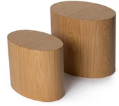 Ławy i stoliki kawowe - 2-jų dalių šoninių staliukų komplektas Asir Elipse, rudas - miniaturka - grafika 1