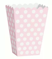 Dekoracje i nakrycia stołu na imprezę - Unique Pudełka na popcorn jasnoróżowe w białe kropki - 8 szt. U59298 - miniaturka - grafika 1