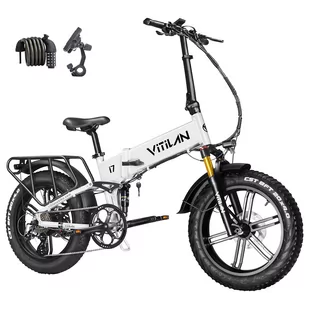 Składany rower elektryczny Vitilan I7 Pro 2.0, grube opony 20*4,0 cali, silnik Bafang 750W, wyjmowalna bateria 48V 20Ah - biały - Rowery elektryczne - miniaturka - grafika 3