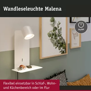 Paulmann Malena spot ścienny USB z półką, biały - Lampy ścienne - miniaturka - grafika 3