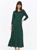 Sukienki - Rozkloszowana sukienka midi z zielonym printem - miniaturka - grafika 1