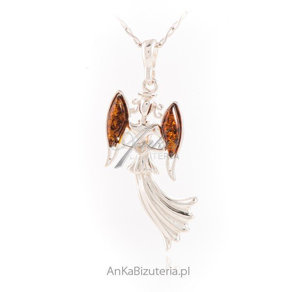 ankabizuteria.pl Zawieszka srebrna z bursztynem KOBIETA ANIOŁ
