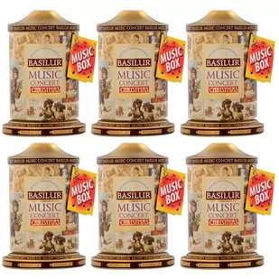 BASILUR Music Concert Christmas - Czarna liściasta herbata cejlońska, puszka z pozytywką, świąteczna herbata 100 g x6 - Herbata - miniaturka - grafika 1