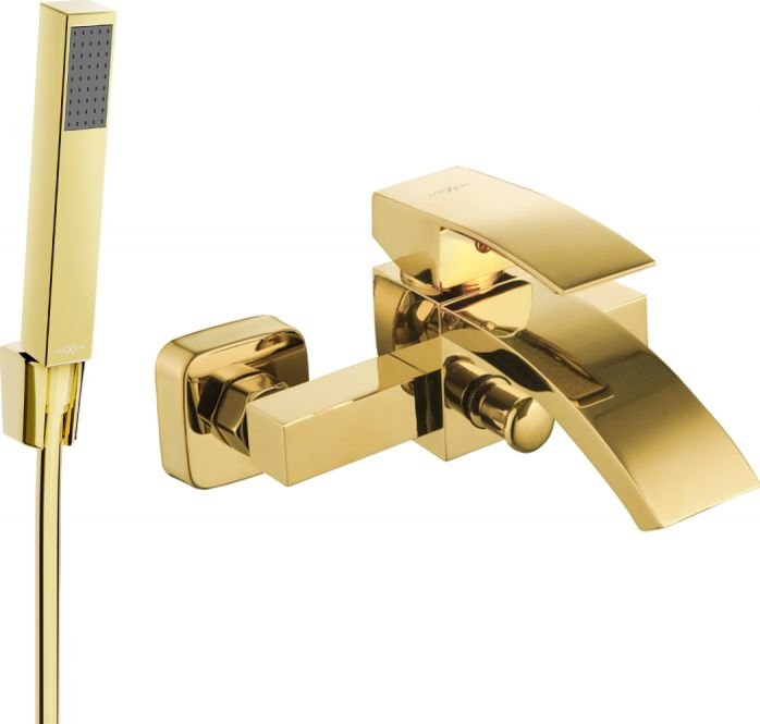 Mexen Libra R77 bateria wannowa z zestawem prysznicowym, złota - 74513R77-50