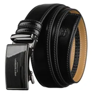 Paski - Elegancki pasek męski PETERSON skórzany automatyczna klamra casualowy do garnituru czarny - miniaturka - grafika 1