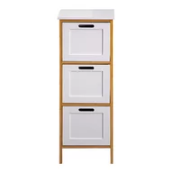 Szafki łazienkowe - Rebecca Mobili Wąska szafka łazienkowa, szafka kuchenna, 2 półki, Mdf bambus, biała, brązowa, organizer do makijażu - miniaturka - grafika 1