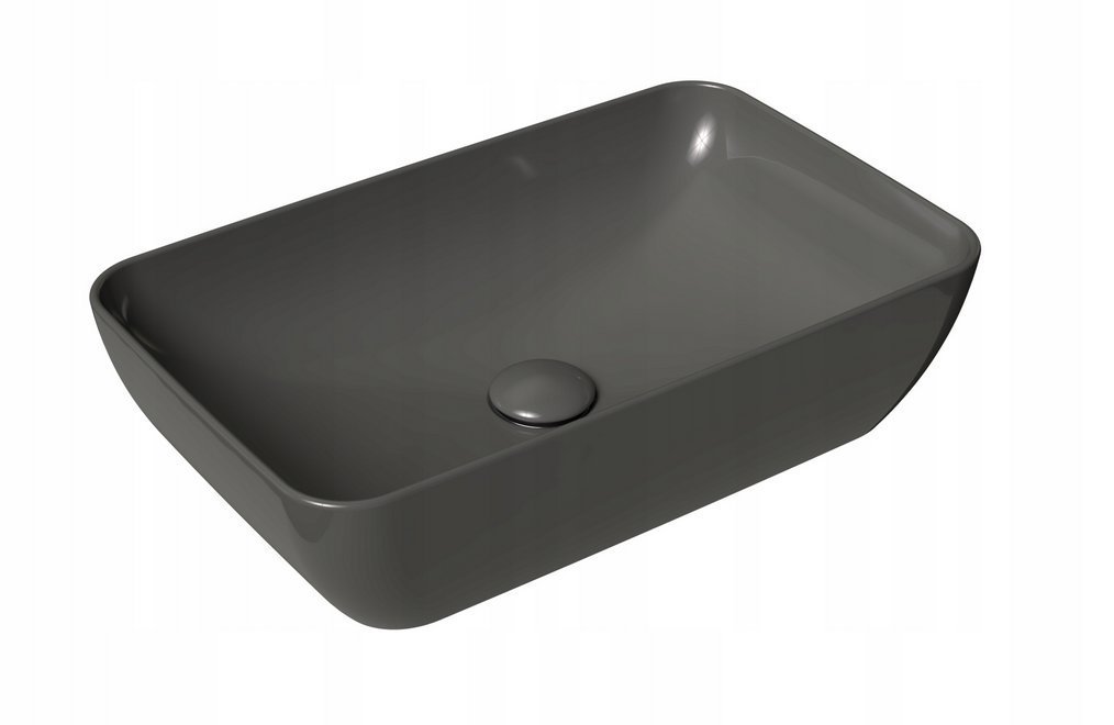 Ravak Prostokątna umywalka ceramiczna nablatowa Dream 50 Q Slim szary połysk 1szt