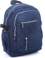 Plecaki - Granatowy Plecak turystyczny bardzo lekki materiałowy damski męski z kreszu Bag Street miejski - miniaturka - grafika 1