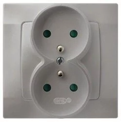 Ospel Karo (srebrny) - gniazdo Podwójne (+0) z przesłonami GP-2SZP/43 - Gniazdka elektryczne - miniaturka - grafika 1